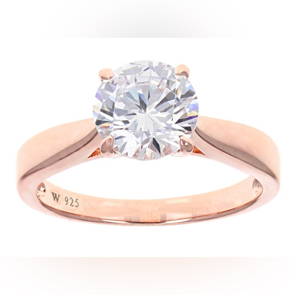 Like New 3.46ct Cubic Zirconia 18k Rose Gold Over Sterling Silver Ring - Sz 7